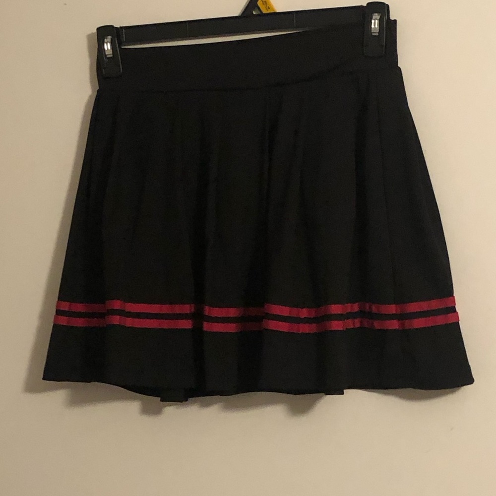 Thrill Black Circle Skirt with Red Stripe Trim